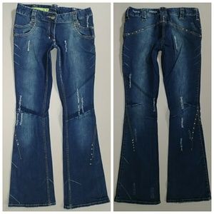 GIG Jeans Rivoted Frayed Distressed Denim